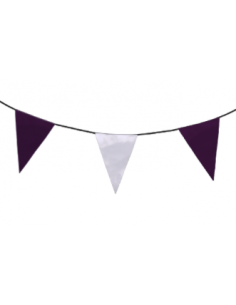Guirlande fanions triangulaire violet et blanc en tissu résistant