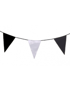 Guirlande fanions triangulaire noir et blanc en tissu résistant