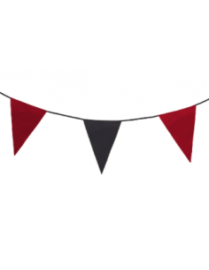 Guirlande fanions triangulaire noir et rouge en tissu résistant / fabrication française