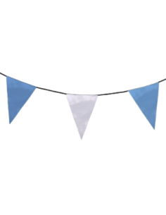 Guirlande fanions triangulaire bleu ciel et blanc en tissu résistant / fabrication française