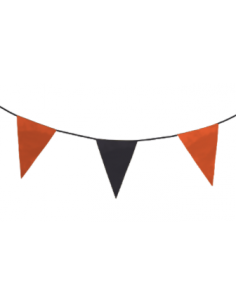 Guirlande fanions triangulaire orange et noir en tissu résistant / fabrication française