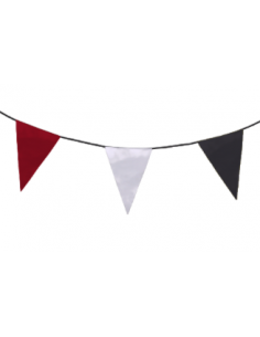 Guirlande fanions triangulaire rouge, blanc et noir en tissu résistant