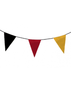 Guirlande fanions triangulaire noir, rouge et jaune en tissu résistant / fabrication française