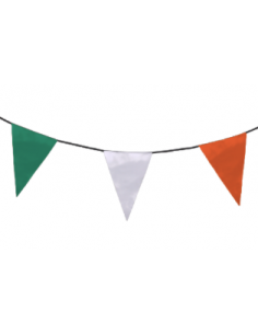 Guirlande fanions triangulaire vert, blanc et orange en tissu résistant