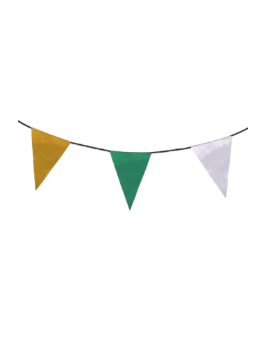 Guirlande fanions triangulaire jaune, vert et blanc en tissu résistant / fabrication française