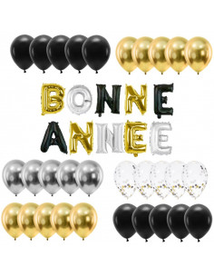 Kit ballons "BONNE ANNEE" en latex : espace événement
