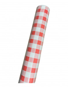 Nappe vichy rouge en papier thème guinguette : Rouleau de 6 m et 25 m
