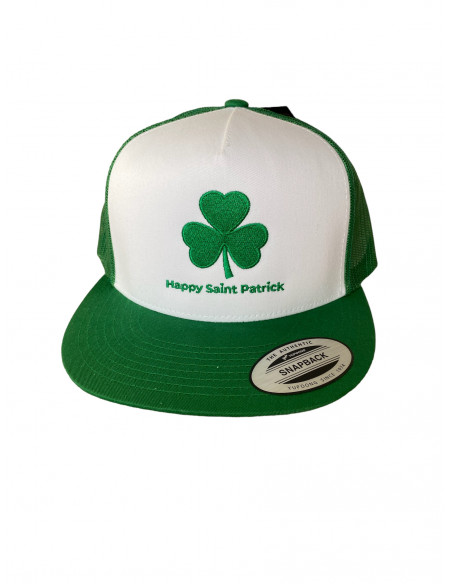 Casquette Saint Patrick Trucker verte et blanche : Textile Saint Patrick