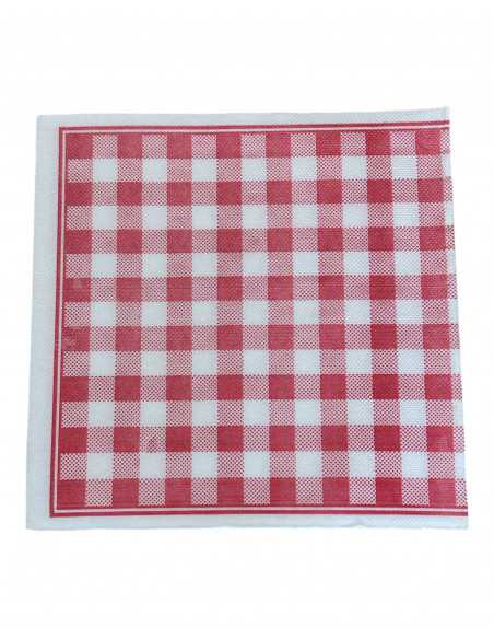Serviettes jetables vichy rouge en papier : Vaisselles jetables