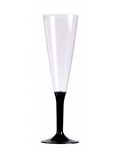 Flûtes à champagne pied noir coffret de 10  : vaisselles jetables