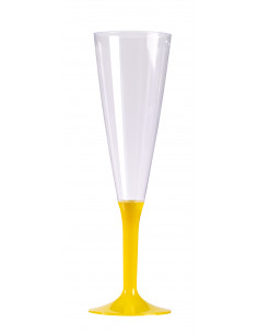 coffret de 10 Flûtes à champagne pied jaune : vaisselle jetable