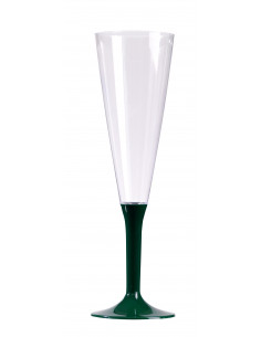 10 Flûtes à champagne vert sapin : vaisselle jetable