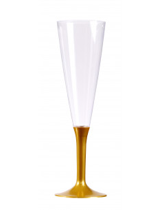 10 Flûtes à champagne pied or : vaisselle jetable