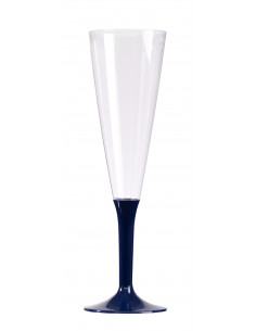Flûtes à champagne pied bleu marine : vaisselle réutilisable