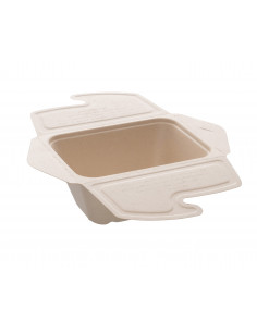 Box rectangulaire pour repas en fibre de canne : vaisselle jetable