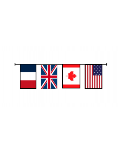 Guirlande drapeaux des 4 principaux pays du débarquement de Normandie