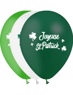 Sachet de 10 ballons tricolore Joyeuse Saint Patrick : saint Patrick