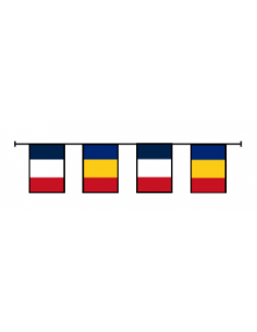 Guirlande fanions drapeaux France Roumanie en plastique ultra résistant : fabrication française