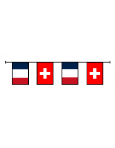 Guirlande fanions drapeaux France Suisse en plastique ultra résistant : fabrication française