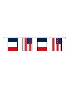 Guirlande fanions drapeaux France USA en plastique ultra résistant : fabrication française