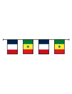 Guirlande fanions drapeaux France Sénégal en plastique ultra résistant : fabrication française