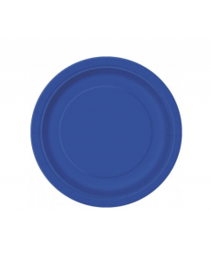 Lot de 8 assiettes bleu royal en carton 23 cm : Ecologique