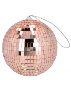 Boule disco or rose 15 cm : évènement année 80 et 90's