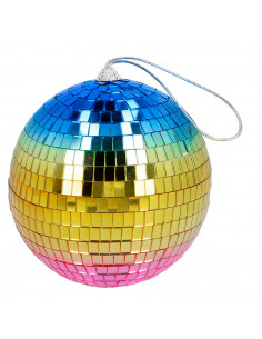 Boule disco arc en ciel 15 cm : évènement année 80 et 90's