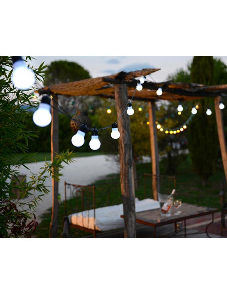 Guirlande guinguette blanche à LED : guirlande lumineuse extérieur