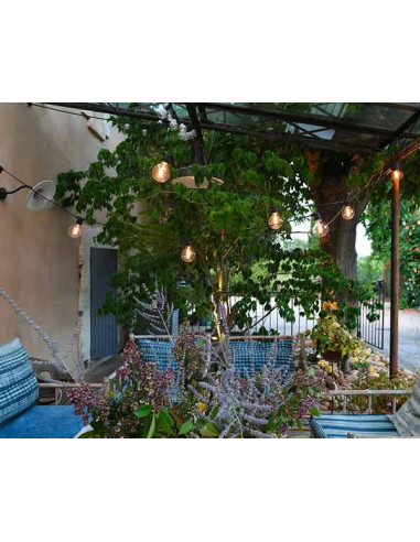 Guirlande guinguette blanche chaud à LED : guirlande lumineuse extérieur Guirlande guinguette blanche chaud à LED : guirlande lumineuse extérieur