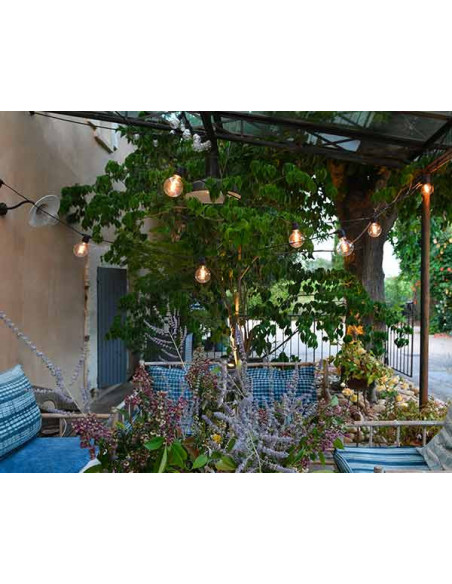 Guirlande guinguette blanche chaud à LED : guirlande lumineuse extérieur