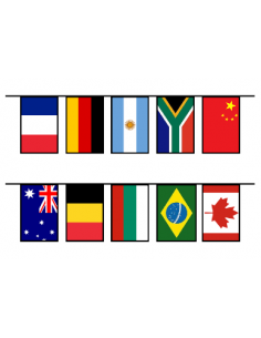 Guirlande fanions drapeaux multi nations en plastique ultra résistant (A) : fabrication française
