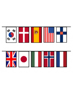 Guirlande fanions drapeaux multi nations en plastique ultra résistant (B) : fabrication française