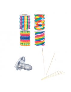 Pack lampions multicolore 13cm avec accessoires ( led ) :  défilés et retraite aux flambeaux