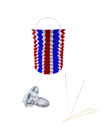 Pack lampions 13cm en papier tricolore non ignifugé avec accessoires : espace évènement