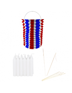 Pack lampions tricolore 16cm non ignifugé avec accessoires : défilés et retraite au flambeau
