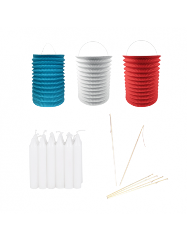 lampions 14 juillet en papier non ignifugé avec accessoires ( led ) : défilés et évènements