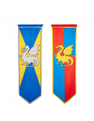 Lot de 2 drapeaux oriflamme médiéval