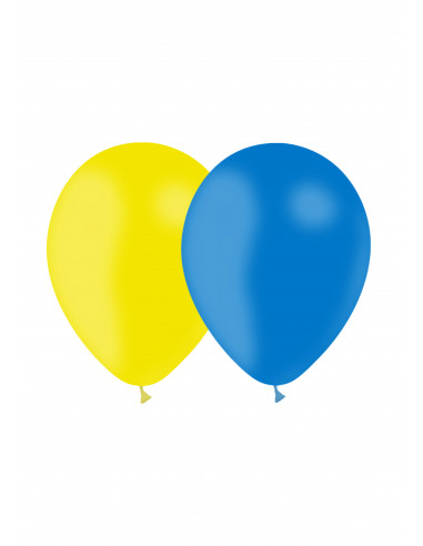 Sachet de ballons bleu et jaune en latex naturel biodégradable