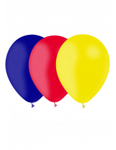 Sachet de ballons bleu marine rouge et jaune en latex naturel biodégradable