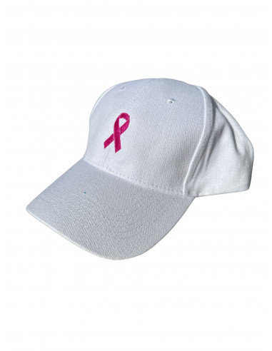Casquette blanche Octobre Rose brodée : textile octobre rose