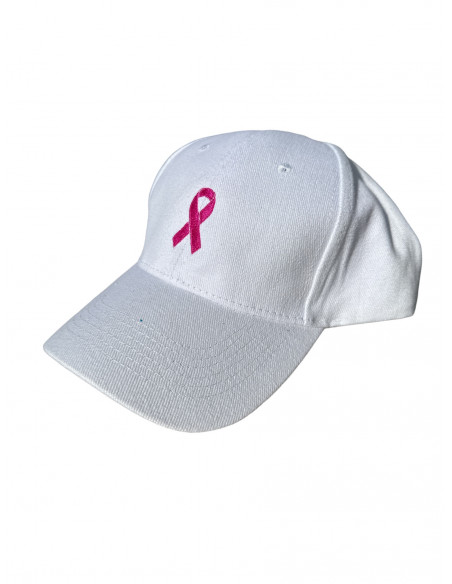 Casquette blanche Octobre Rose brodée : textile octobre rose