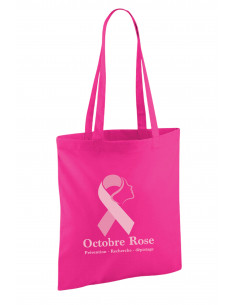 Sac tote bag fuschia imprimé  : textile octobre rose