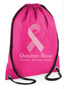 Sac à dos fuschia imprimé Octobre rose  : textile octobre rose