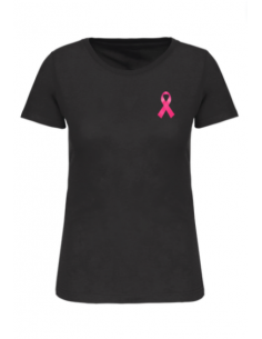 T-shirt Octobre Rose Femme 2025 - Coton, Grande Taille, Manches Courtes, Ruban Cancer Du Sein