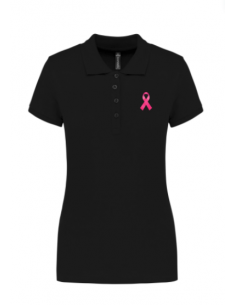 Polo noir Octobre Rose femme : textile octobre rose