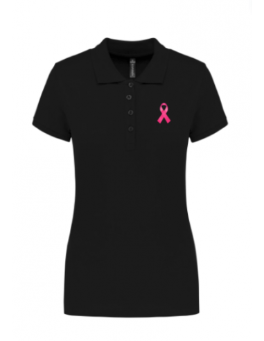 Polo noir Octobre Rose femme : textile octobre rose