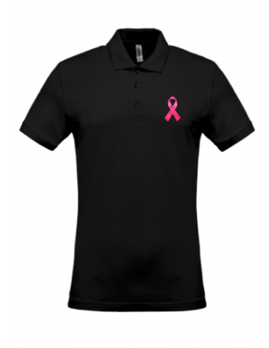 Polo noir Octobre Rose homme : textile octobre rose