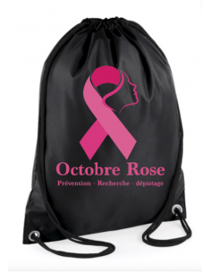 Sac à dos fuschia imprimé Octobre rose  : textile octobre rose