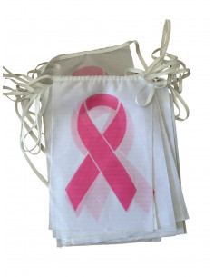 Guirlande fanions Octobre rose en tissu : Fabrication Française 2